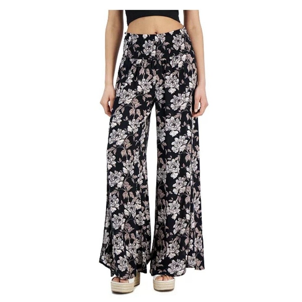 Rewash‎ Junior's L Smocked Waist Split Leg Pants Floral Pull-On Boho Festival - Picture 2 of 14